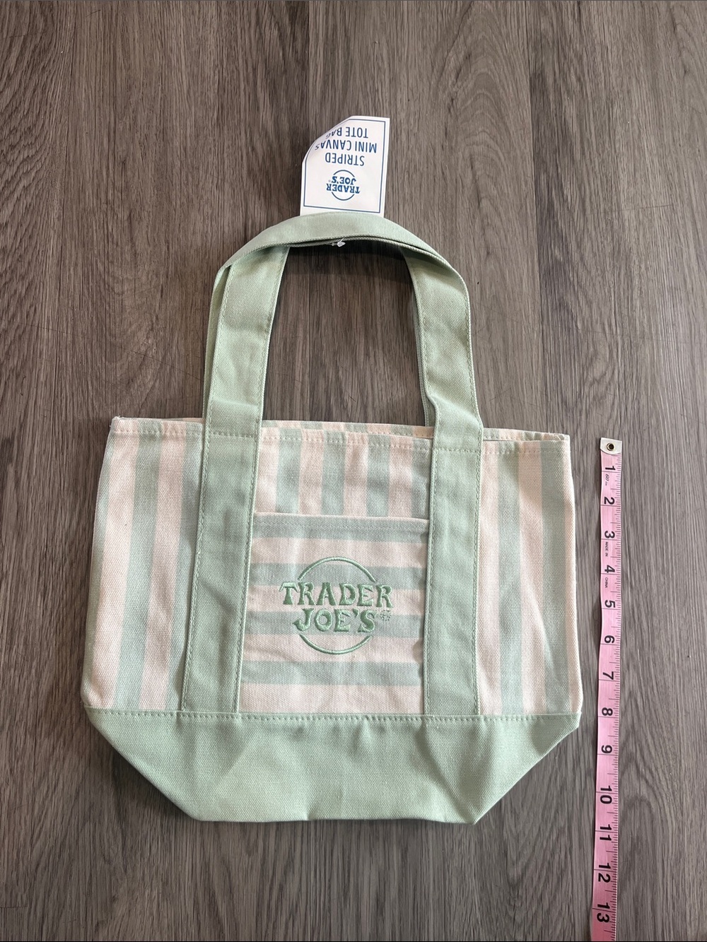 Mint Stripe Canvas Tote Bag